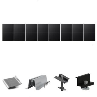 Fixasun - Kit de fixation sur bac acier - 1 ligne de 8 panneaux Portrait