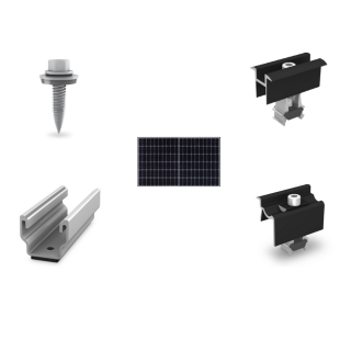 Kit de fixation sur bac acier - 1 colonne de 1 panneau en paysage