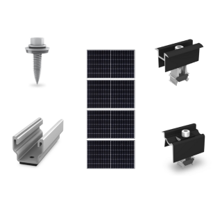 Kit de fixation sur bac acier - 1 colonne de 4 panneaux en paysage