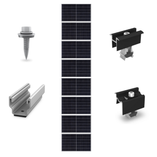 Kit de fixation sur bac acier - 1 colonne de 8 panneaux en paysage