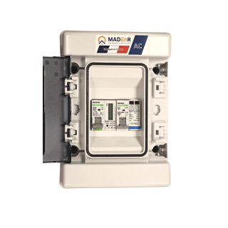 MadENR - Coffret de protection AC 3 à 3,68kW - 20A - avec parafoudre et compteur - monophasé