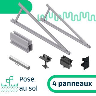 Kit de fixation pose au sol à 30° pour une rangée de 4 panneaux