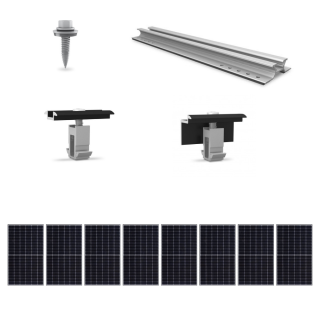 Kit de fixation sur bac acier - 1 ligne de 8 panneaux en portrait 2.0