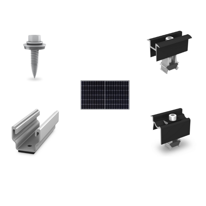 Kit de fixation sur bac acier - 1 colonne de 1 panneau en paysage main product photo