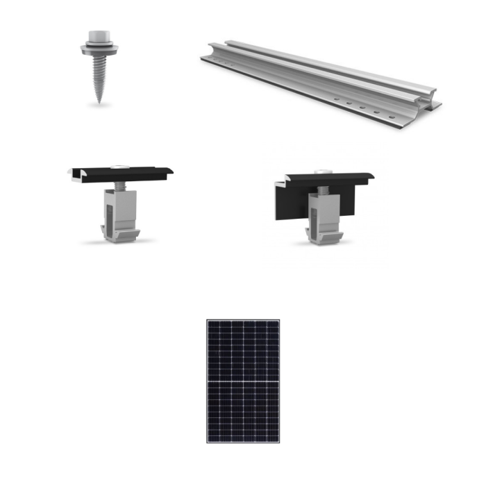 Kit de fixation sur bac acier - 1 ligne de 1 panneau en portrait 2.0 main product photo